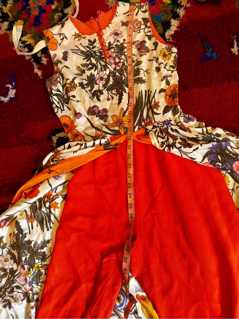 70s Vintage Butterfly Print Hostess Set Jumpsuit Sz Sm - Picture 11 of 13